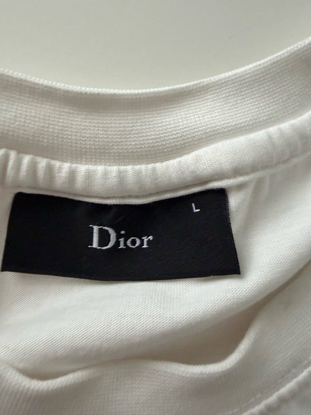 Dior White T‑Shirt with Black Graffiti Logo Sz L - Picture 6 of 8
